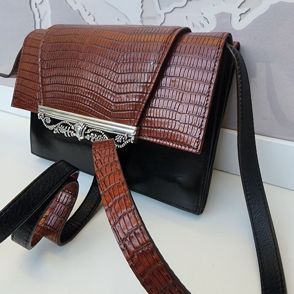 Brighton Vintage Crossbody Bag plus Wallet Snakeskin Leather - Picture 3 of 16